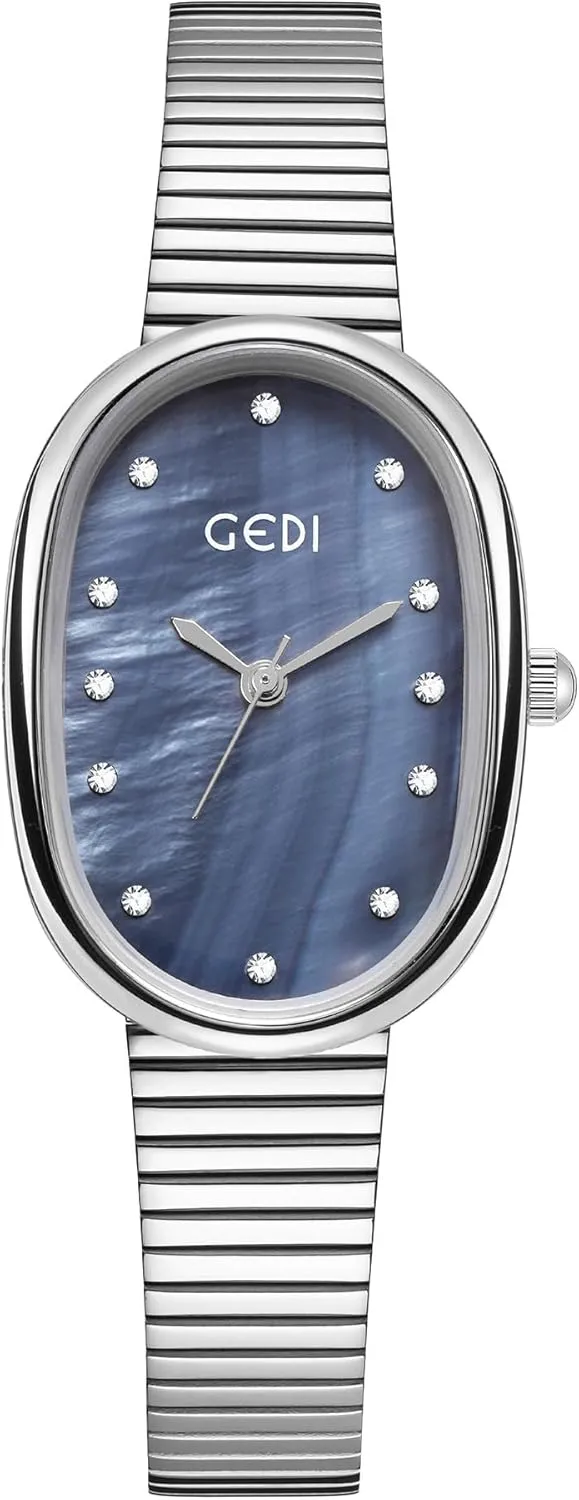 and high-end, Light Luxury Alloy, Bamboo Strap, Waterproof Women's Watch (Silver Blue) Gosasa tradition jump persistent Beimu Women's Oval Watch, Compact 