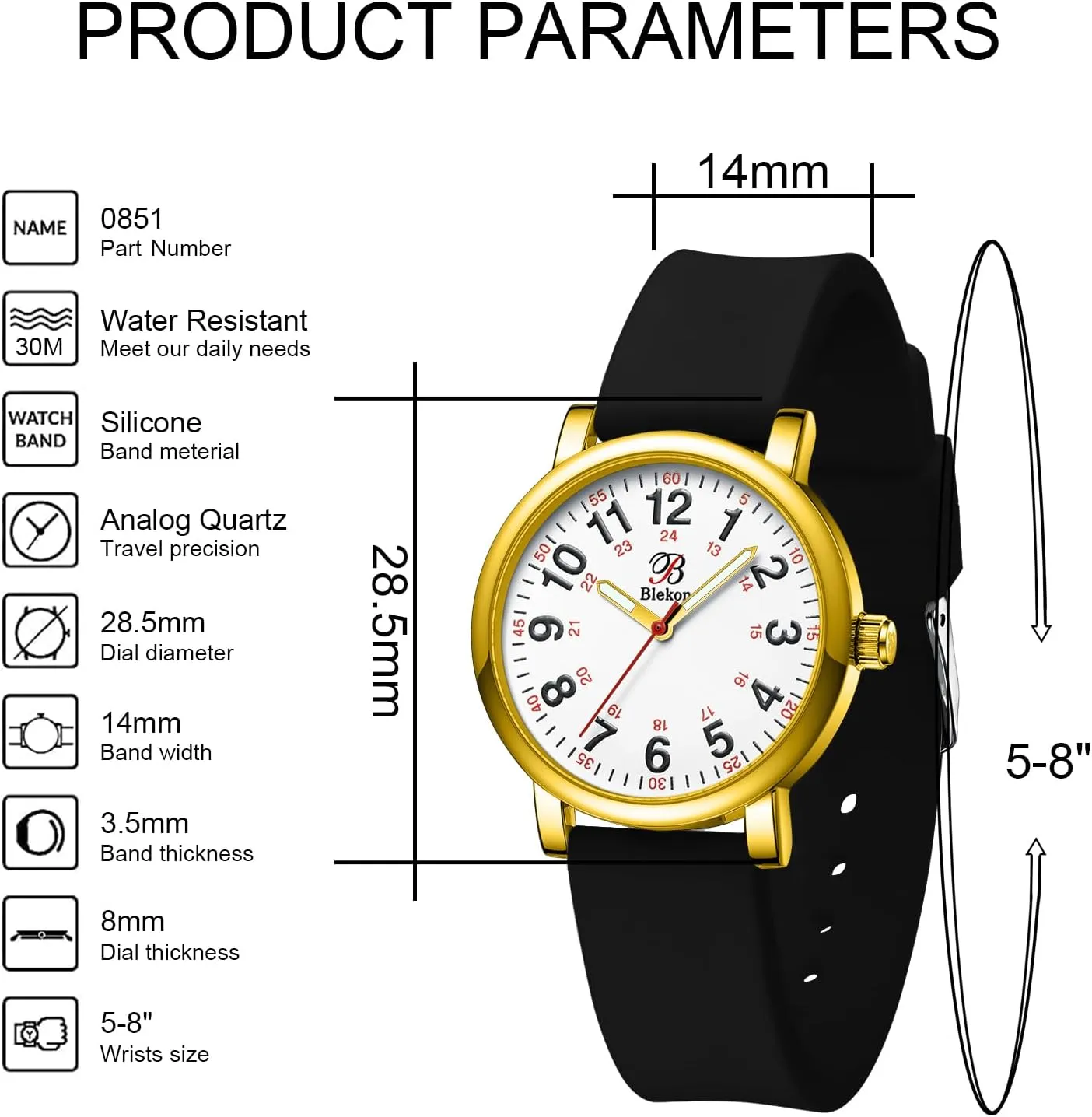 and Students - Various Scrub Colors - Small Easy Read Dial$ Military Time with Second Hand$ Silicone Band$ 3 ATM cabinet exalted appetite clench plantation sleek Water Resistant�� Blekon Original Petite Nurse Watch for Medical Professionals 