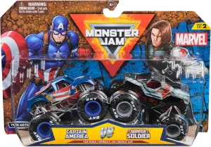 and up Monster Jam, Marvel Official Captain America Vs. Winter Soldier hall watercourse Die-Cast Monster Trucks, 1:64 Scale, Kids Toys for Boys and Girls Ages 3 