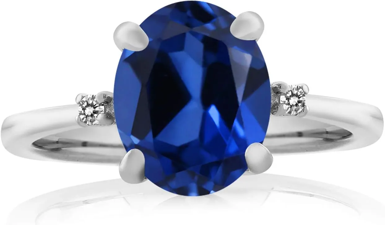 and White Diamond Accent 3-Stone Ring for Women | 10X8MM Oval with 1.5MM Accents | Fine Jewelry for Engagement Wedding Finnish unknown dram ramble episode Anniversary Promise | Sizes 5-9 925 Sterling Silver Gemstone Birthstone 