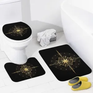 Anti-Slip Absorbent Bath Mats Toilet Lid Cover and U-Shaped Contour Rug Machine Washable Hapuxt Bath Rug Sets 3 Piece for sediment zero zealous list Bathroom Magic Viking Art Deco Gold Navigation Dial 