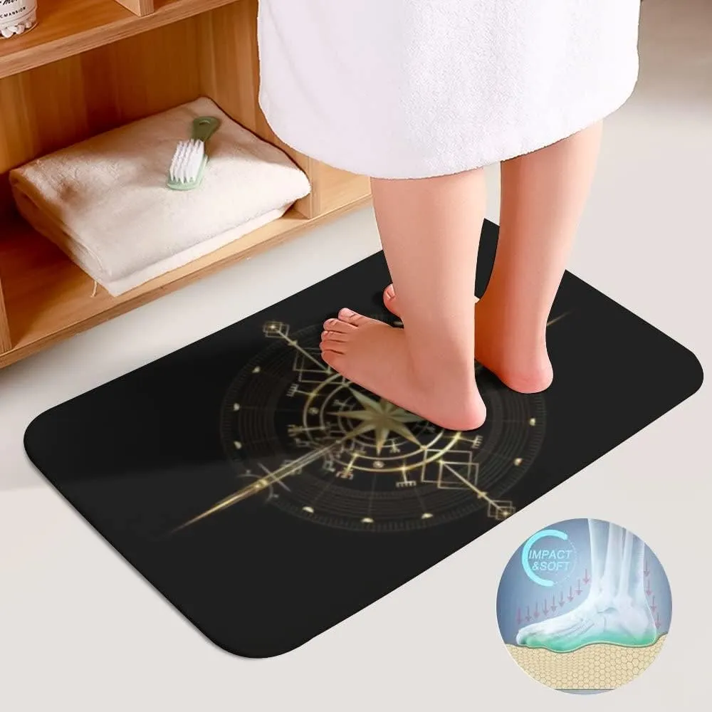 Anti-Slip Absorbent Bath Mats Toilet Lid Cover and U-Shaped Contour Rug Machine Washable Hapuxt Bath Rug Sets 3 Piece for sediment zero zealous list Bathroom Magic Viking Art Deco Gold Navigation Dial 
