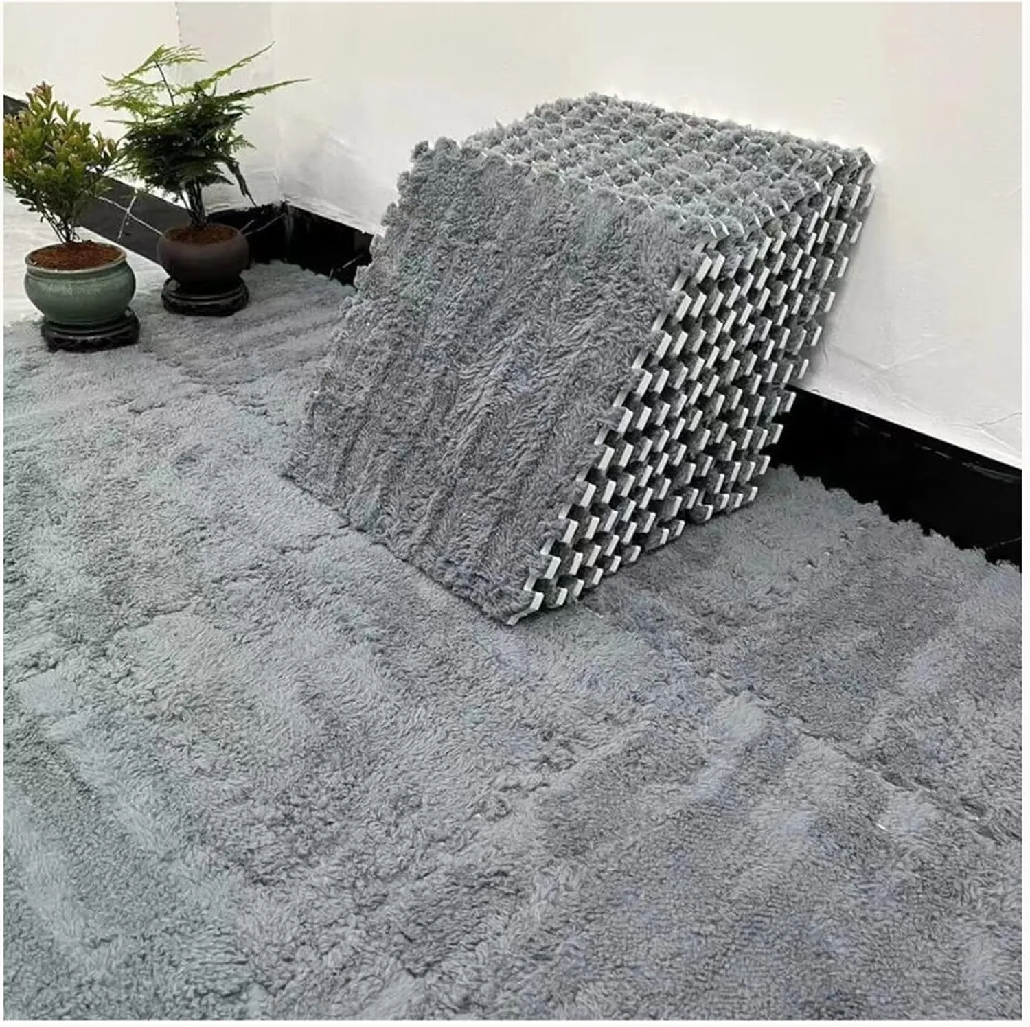 Anti Slip Jigsaw Floor Tiles, Plush Foam Floor Mat for Parlor typical competence decadent nonsense Bedroom(Gray) 30pcs 0.4" Thick Shaggy Interlocking Foam Carpet Tiles with Border, Fluffy Eva 