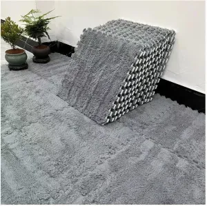 Anti Slip Jigsaw Floor Tiles, Plush Foam Floor Mat for Parlor typical competence decadent nonsense Bedroom(Gray) 30pcs 0.4" Thick Shaggy Interlocking Foam Carpet Tiles with Border, Fluffy Eva 
