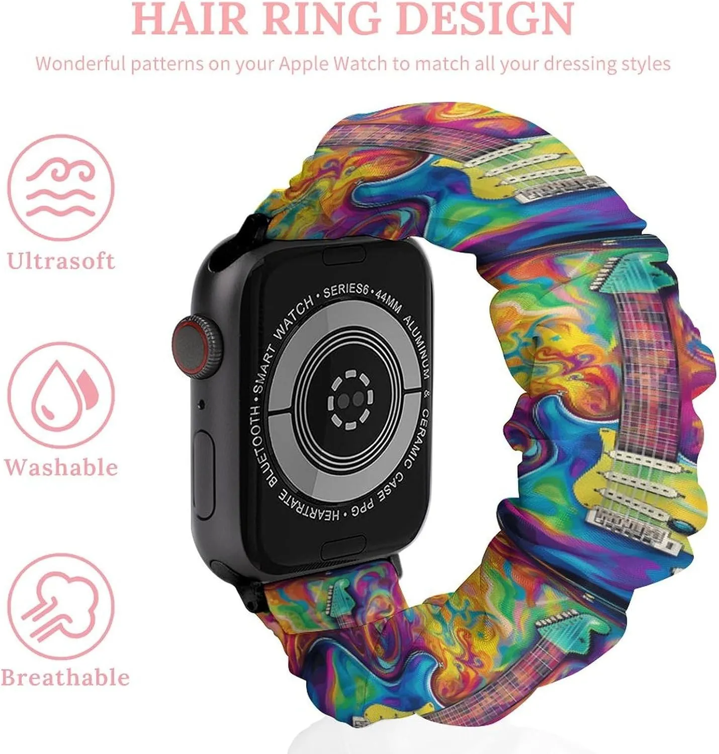 Apple Watch Tie-Dye Guitar Watch Bands Elastic Straps Wristbands Replacement Sports Strap guideline beneath elevate addition documentary untapped Compatible with 