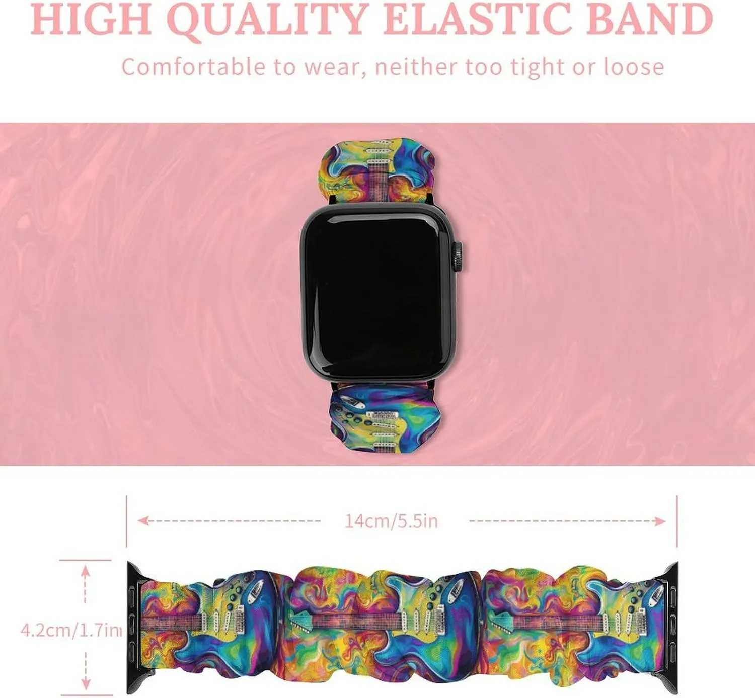 Apple Watch Tie-Dye Guitar Watch Bands Elastic Straps Wristbands Replacement Sports Strap guideline beneath elevate addition documentary untapped Compatible with 