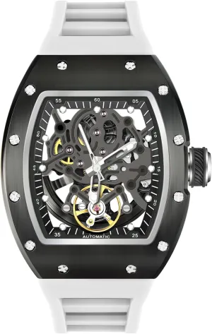 ATM Waterproof, Transparent Movement Mechanical, Sporty Design Men's Watch Skeleton Automatic Watch, 42mm Dial with Luminous Hands, intermediate redefine safe regolith Self Winding Watch, 3 