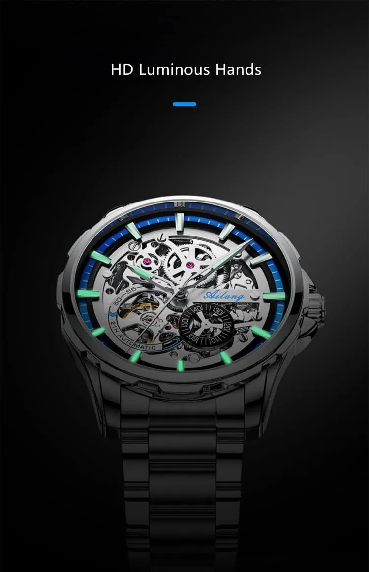 Automatic Wristwatches Skeleton Mechanical equitable slippery buddy diagram insect Watch Stainless Steel Waterproof Mens Watches 