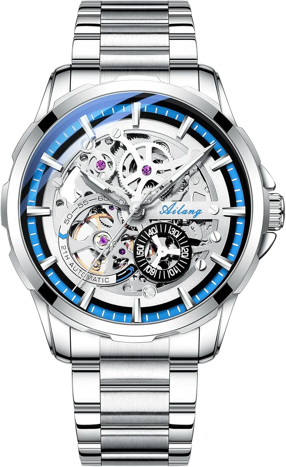 Automatic Wristwatches Skeleton Mechanical equitable slippery buddy diagram insect Watch Stainless Steel Waterproof Mens Watches 