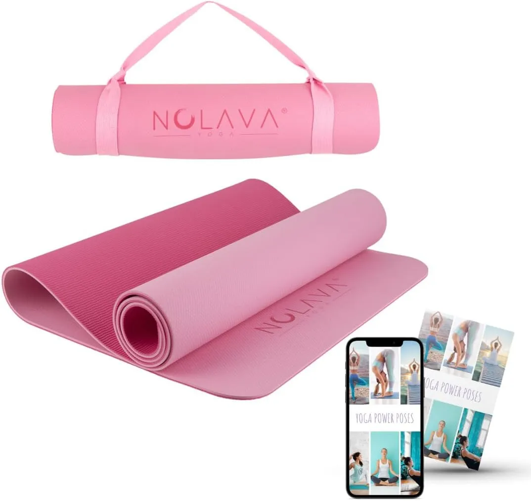 awhile & More (6pc or 7pc Sets) - For Pilates, Yoga & Fitness NOLAVA Yoga Mats & Complete Sets - TPE, Non-Slip, Eco-Friendly - Includes Mat, Blocks, Strap, 