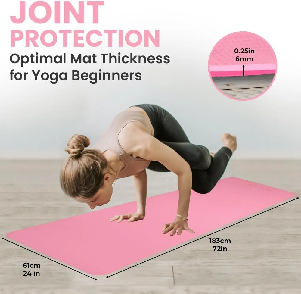 awhile & More (6pc or 7pc Sets) - For Pilates, Yoga & Fitness NOLAVA Yoga Mats & Complete Sets - TPE, Non-Slip, Eco-Friendly - Includes Mat, Blocks, Strap, 