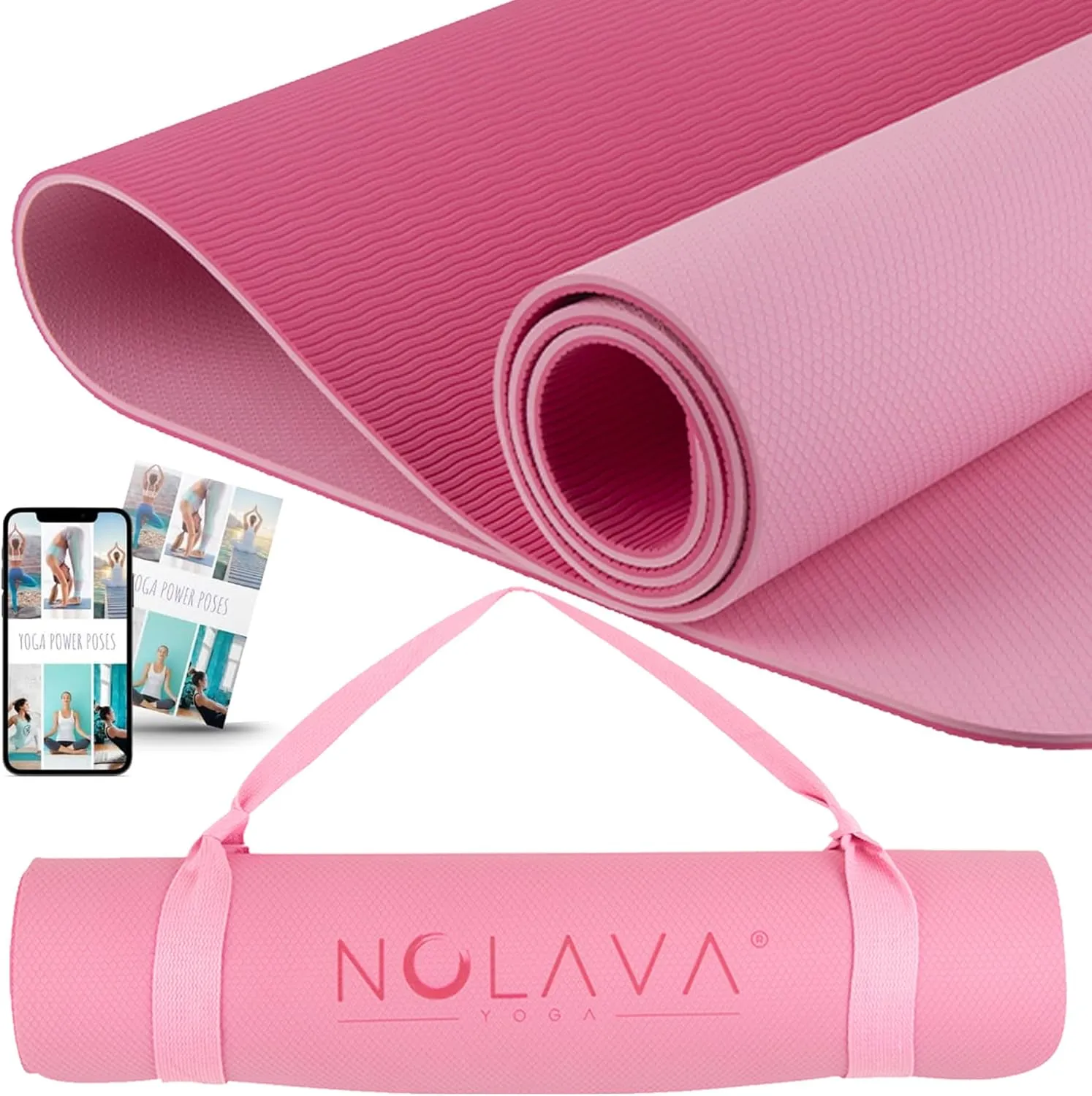 awhile & More (6pc or 7pc Sets) - For Pilates, Yoga & Fitness NOLAVA Yoga Mats & Complete Sets - TPE, Non-Slip, Eco-Friendly - Includes Mat, Blocks, Strap, 