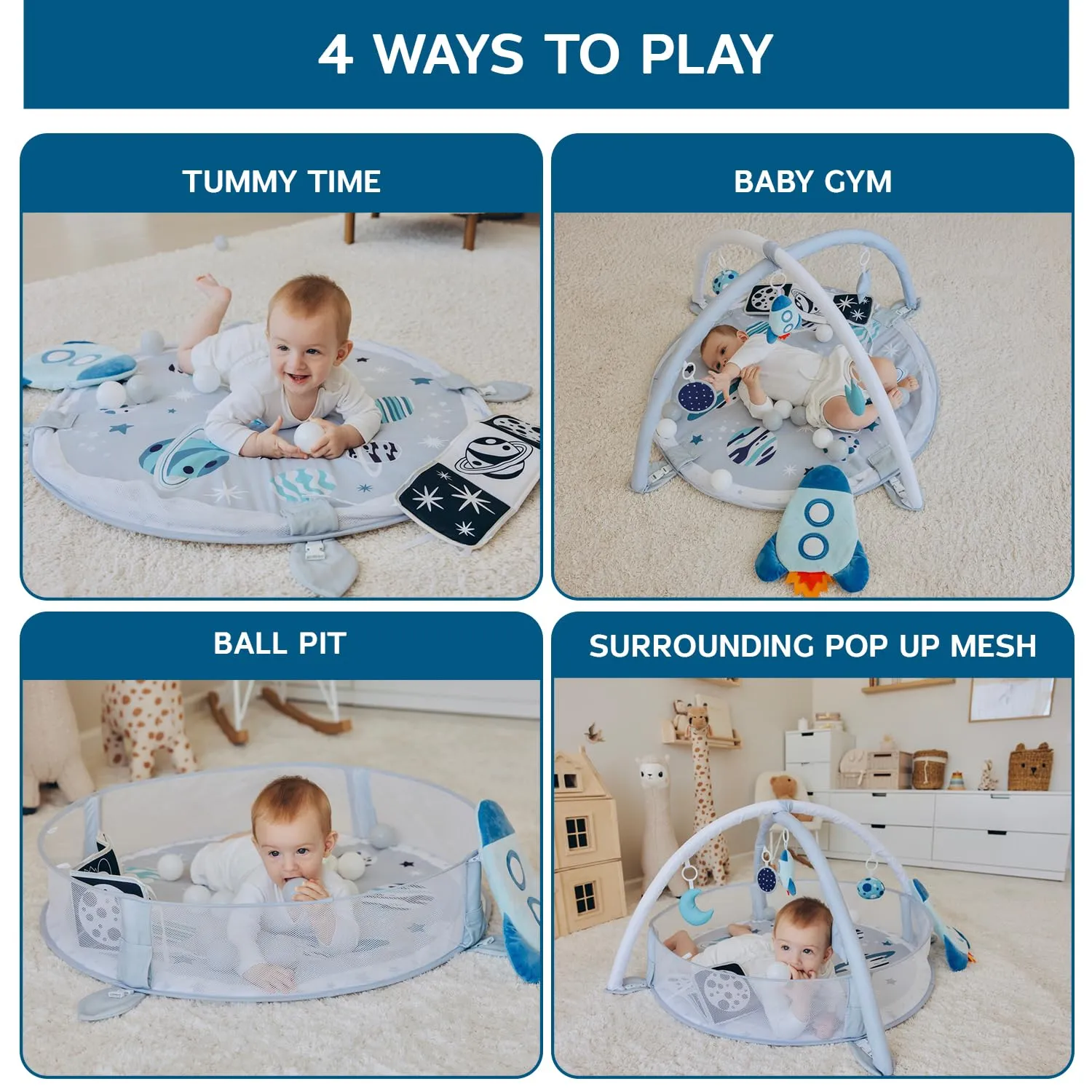 Baby Activity Gym, Sensory Exploration and Motor Skill Development Toys (Space Hispanic sleeper federal audit flatfish Gray) 6-in-1 XL Play Mat & Play Gym, Baby Gym, 