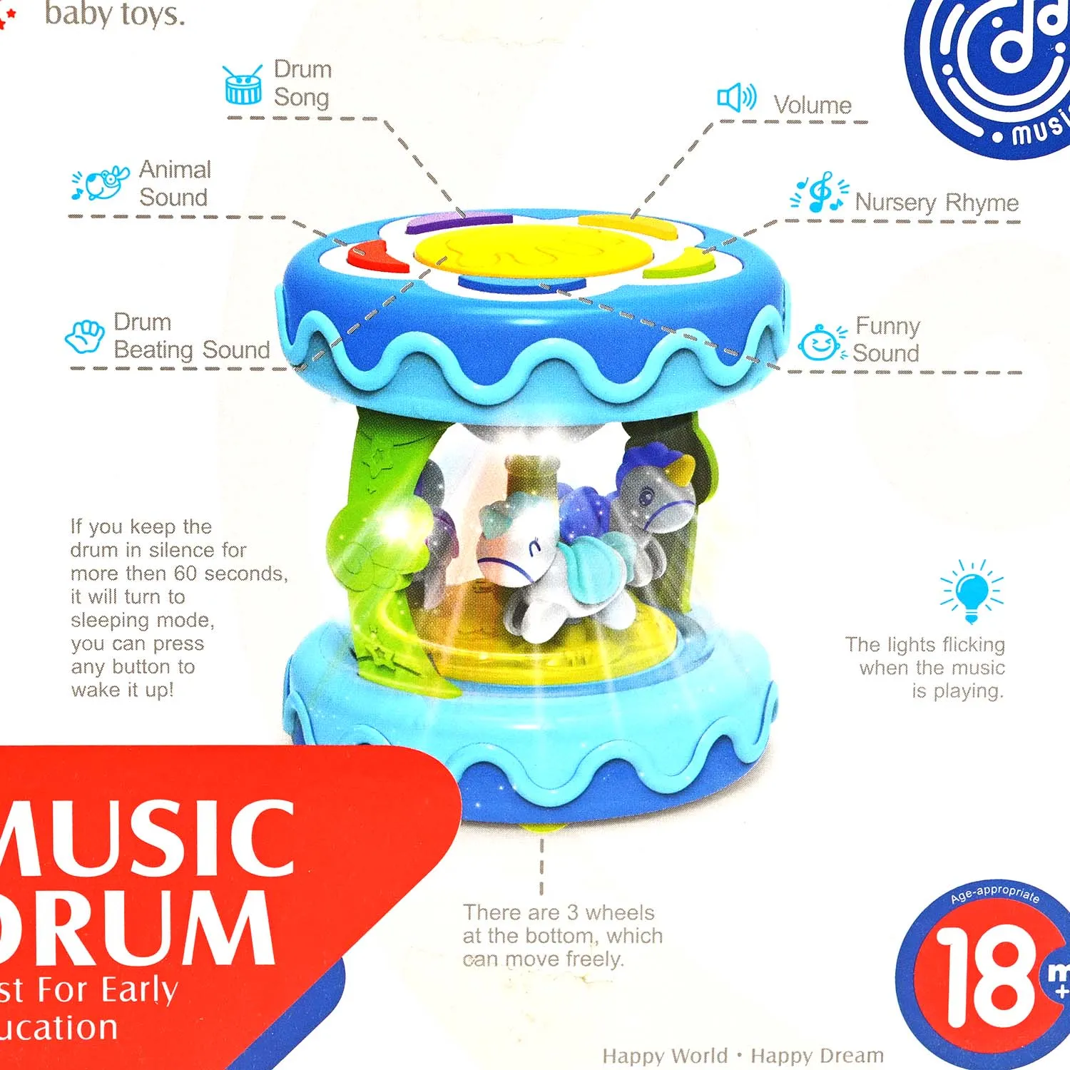 Baby Carousel Musical Drum with Lights & Sound