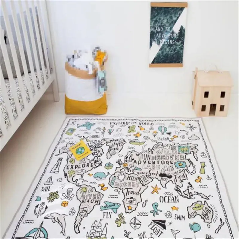 Baby Play Mats Kids World Map Nordic Rug Crawling Children's Carpet In The Nursery Toys Infant Gym Playmat Kids Room Decor Gift