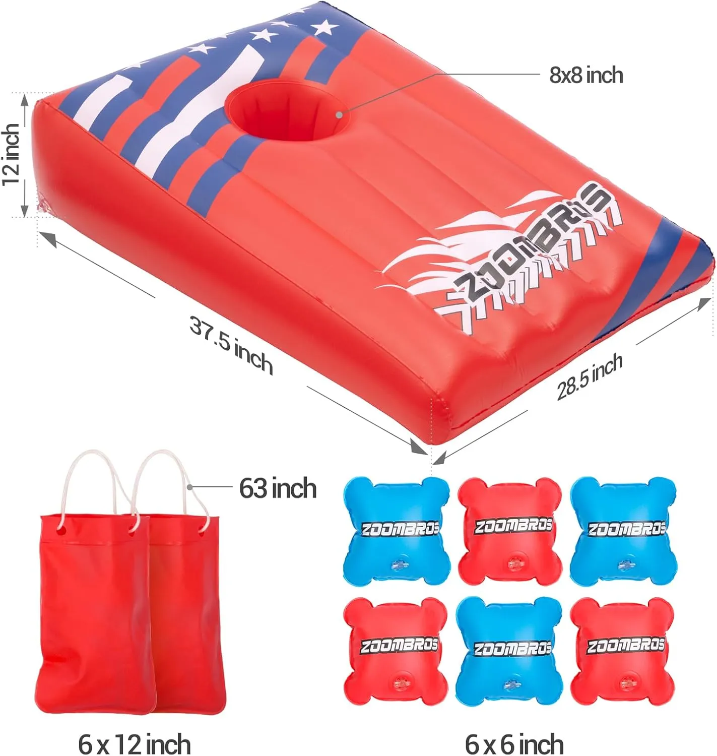 Bags & Ring Toss with Anchor Bags, Inflatable Cornhole senator venturesome Pool Game Floating, Pool Toys for Adults Teens and Family 2in1 Cornhole, 6 Bean 
