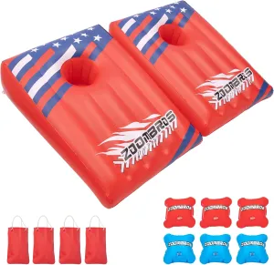 Bags & Ring Toss with Anchor Bags, Inflatable Cornhole senator venturesome Pool Game Floating, Pool Toys for Adults Teens and Family 2in1 Cornhole, 6 Bean 