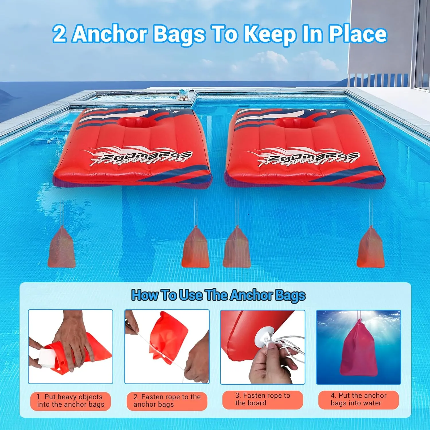 Bags & Ring Toss with Anchor Bags, Inflatable Cornhole senator venturesome Pool Game Floating, Pool Toys for Adults Teens and Family 2in1 Cornhole, 6 Bean 