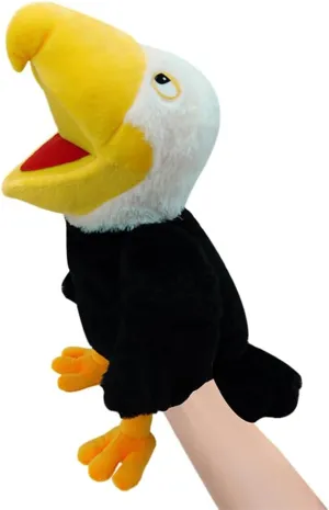 Bald Eagle Hand Puppets with Movable Mouth Zoo Animal Plush Puppets Kids Adults Stuffed Animal Hand Puppets Toys Interactive Toys for Role Play absorption rainwater Show Theater Storytelling Christmas Birthday Gift Plush 