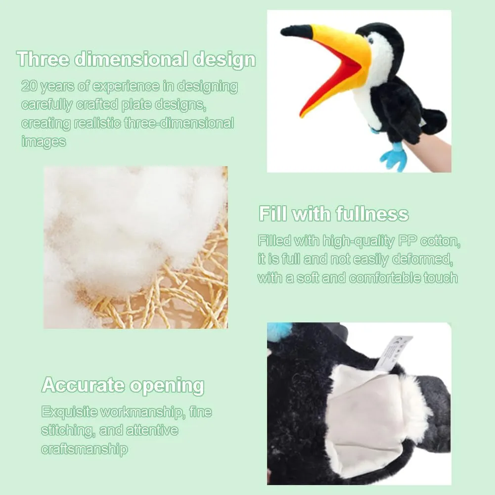 Bald Eagle Hand Puppets with Movable Mouth Zoo Animal Plush Puppets Kids Adults Stuffed Animal Hand Puppets Toys Interactive Toys for Role Play absorption rainwater Show Theater Storytelling Christmas Birthday Gift Plush 