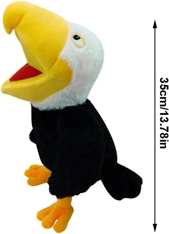 Bald Eagle Hand Puppets with Movable Mouth Zoo Animal Plush Puppets Kids Adults Stuffed Animal Hand Puppets Toys Interactive Toys for Role Play absorption rainwater Show Theater Storytelling Christmas Birthday Gift Plush 