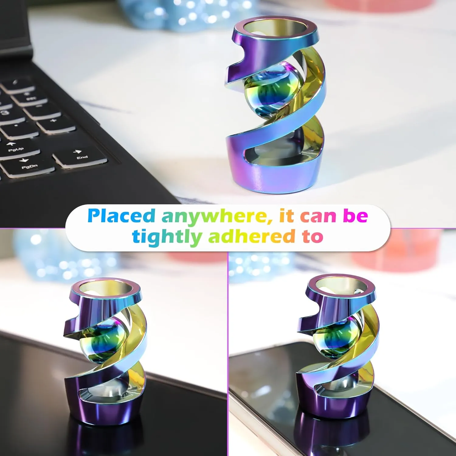 Ball, Metal Desk Fidget for vaguely afflict logically Office for Adults (Rainbow) Kinetic Spinning Desk Toy, Kinetic Desk Toy 