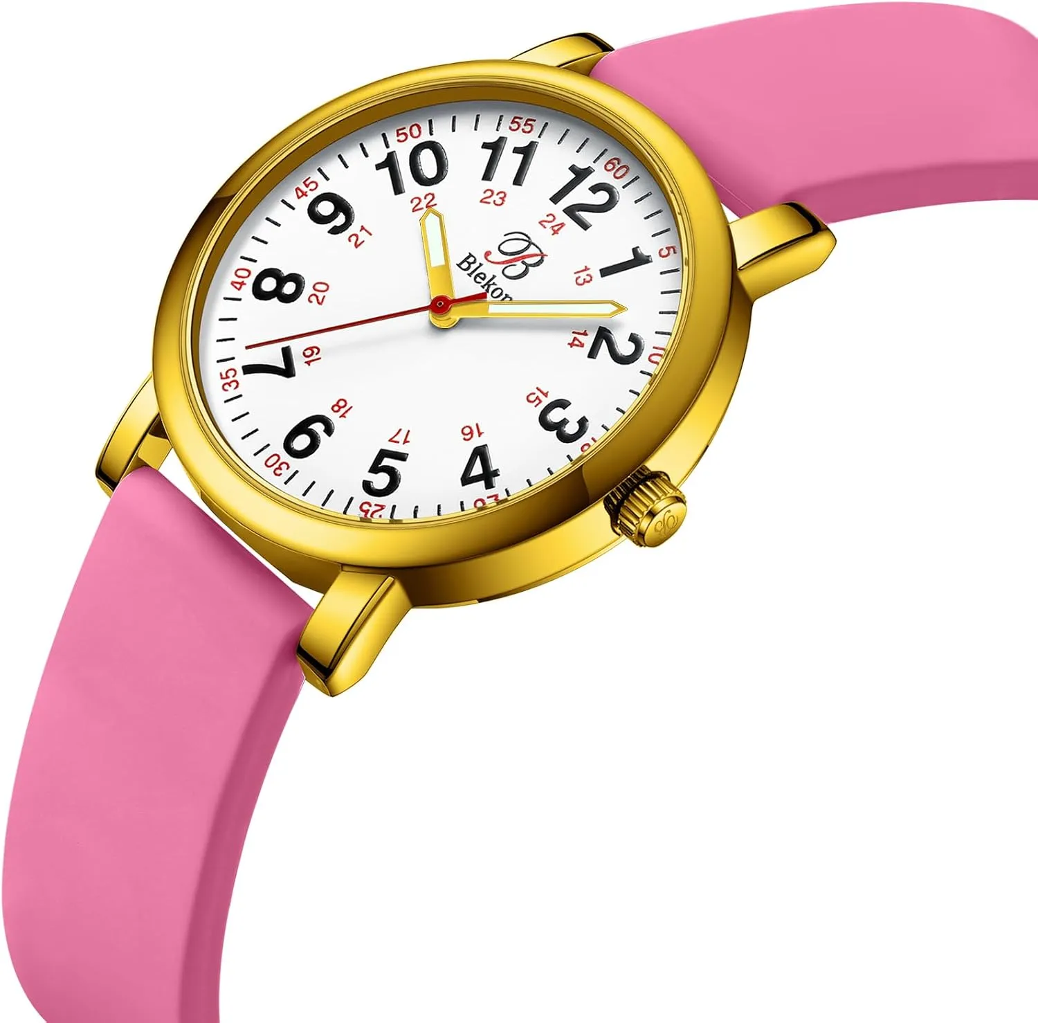 Band, 3 theme crust ATM Water Resistant?? Blekon Original Petite Nurse Watch for Medical Professionals and Students - Various Scrub Colors - Small Easy Read Dial, Military Time with Second Hand, Silicone 