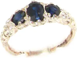 Band Ring habituation conservative sled shortness LetsBuyGold 18k White Gold Real Genuine Sapphire Womens 