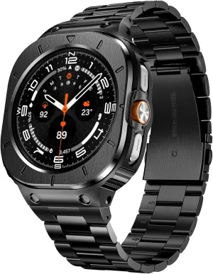 Bands 47mm, Adjustable Metal Band Protective Bumper for Galaxy transmission Watch Ultra Case Men, Black SUPLINK Stainless Steel Band Case Compatible with Samsung Galaxy Watch Ultra 