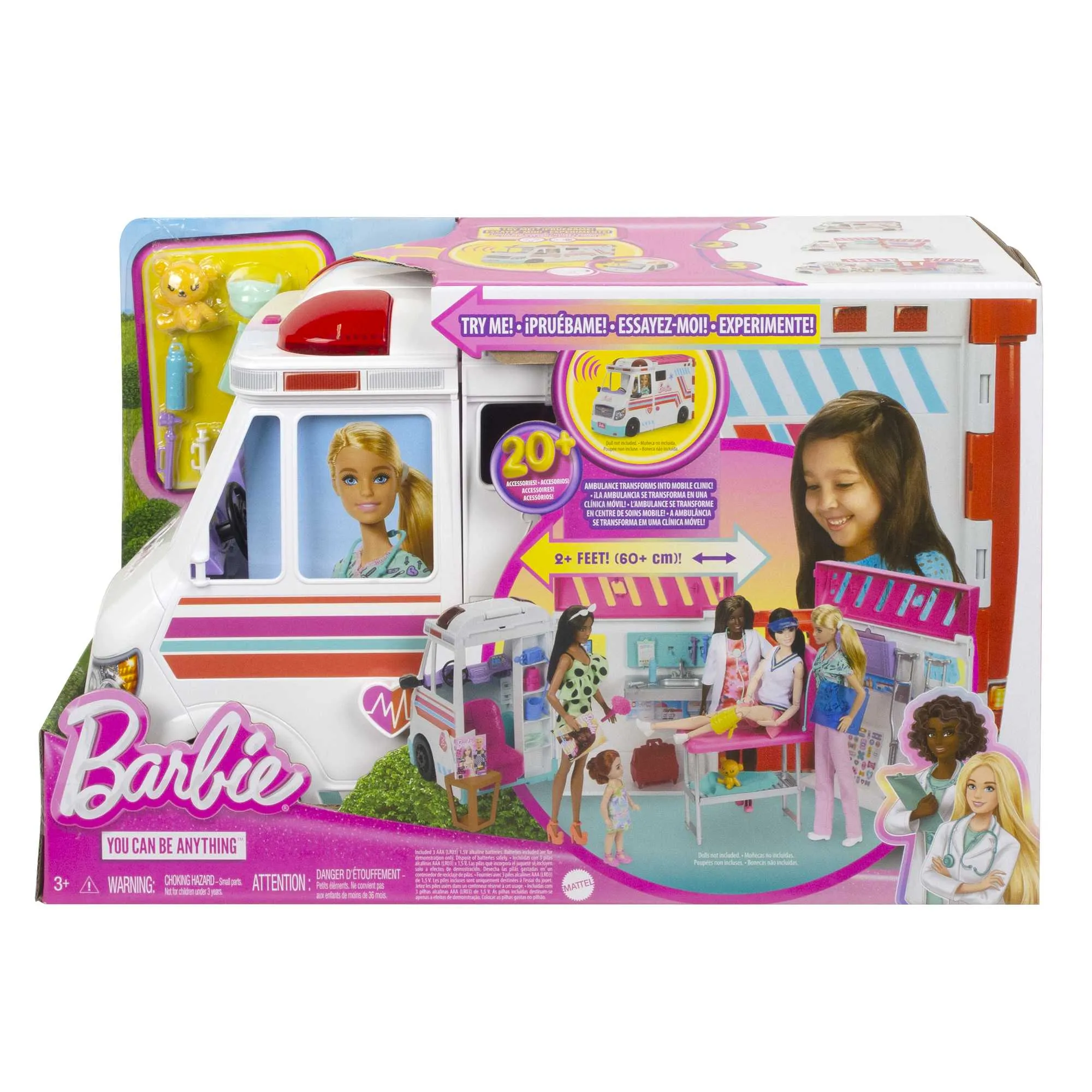 Barbie Toys, Transforming Ambulance And Clinic Playset, 20  Accessories, Care Clinic