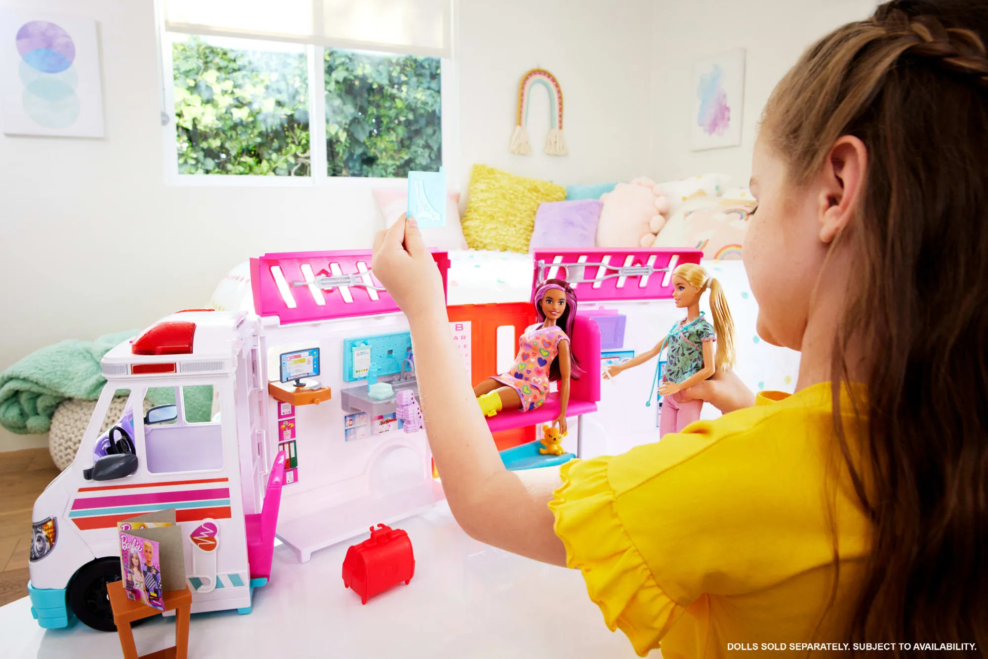 Barbie Toys, Transforming Ambulance And Clinic Playset, 20  Accessories, Care Clinic