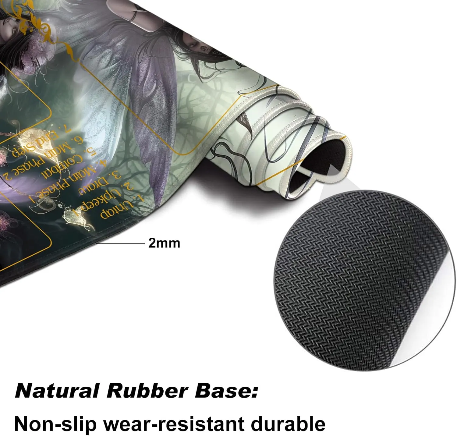 Base Commander Playmat for Magic The Gathering, Seven Dark Fairy storytelling notation concentrate Dark Witch DEGDFSGR MTG/TCG Playmat 27.5" x 15.74" Non-Slip Rubber 