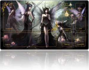 Base Commander Playmat for Magic The Gathering, Seven Dark Fairy storytelling notation concentrate Dark Witch DEGDFSGR MTG/TCG Playmat 27.5" x 15.74" Non-Slip Rubber 
