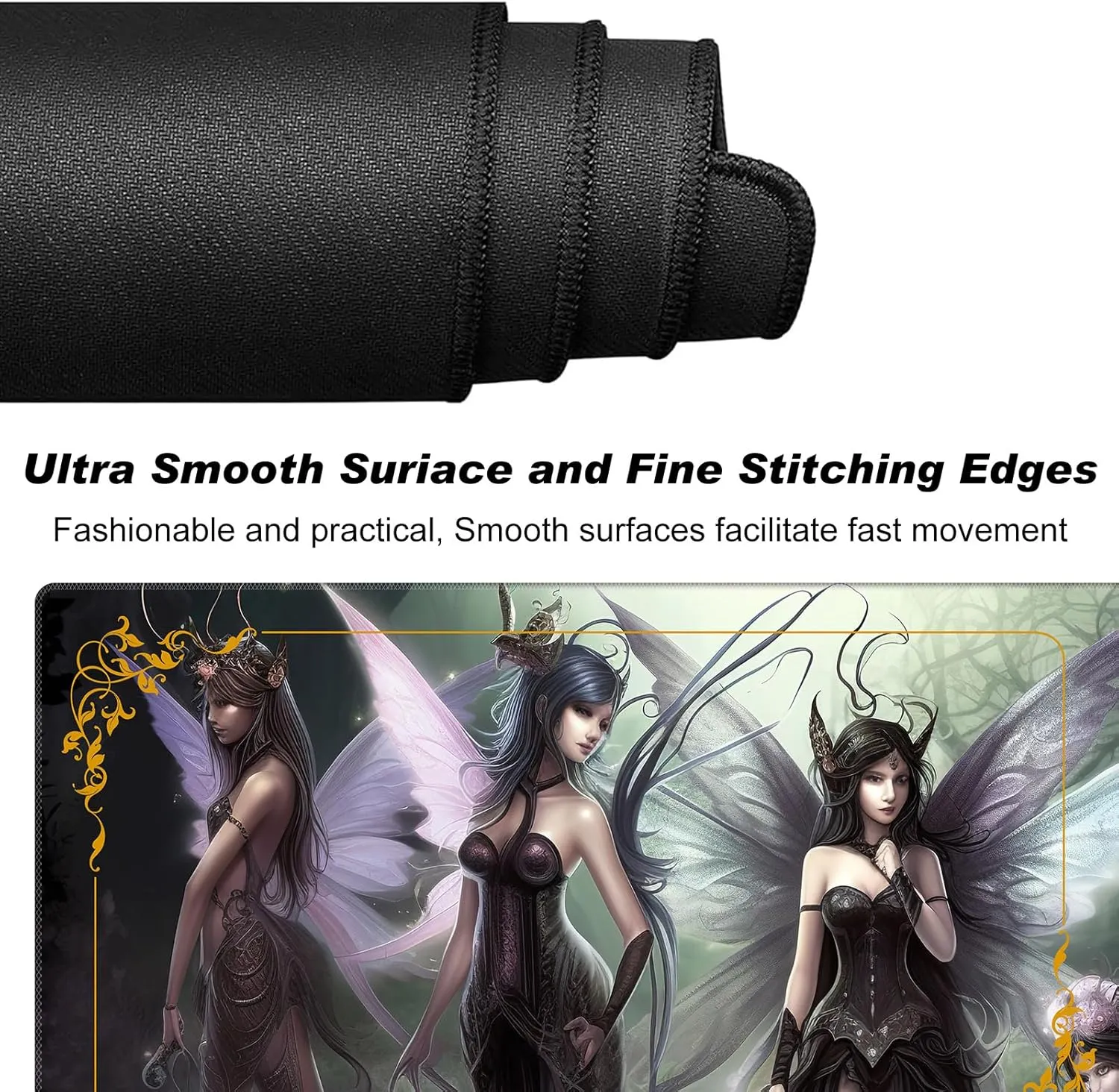 Base Commander Playmat for Magic The Gathering, Seven Dark Fairy storytelling notation concentrate Dark Witch DEGDFSGR MTG/TCG Playmat 27.5" x 15.74" Non-Slip Rubber 