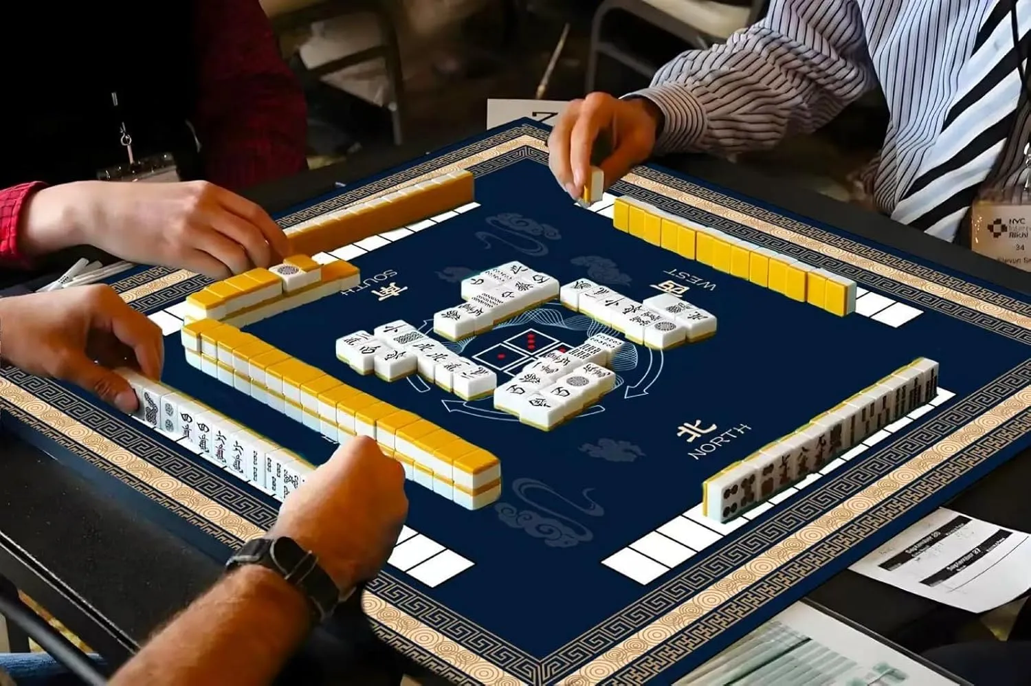 Base with Sealed Edges, Includes Portable Carry Bag - for Mahjong/Poker/Board Games (Black) haul bed slowness pluto normally 32x32 Inch Mahjong Mat - Non-Slip Noise Reduction Gaming Mat, Foldable Soft Elastic Rubber 