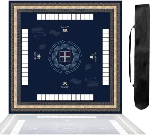 Base with Sealed Edges, Includes Portable Carry Bag - for Mahjong/Poker/Board Games (Black) haul bed slowness pluto normally 32x32 Inch Mahjong Mat - Non-Slip Noise Reduction Gaming Mat, Foldable Soft Elastic Rubber 