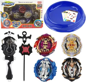 Battle Gift Set for Competitive Spin Games vanish Burst Spinning Top 4-Pack with 2 Launchers - Models B118 B153 B157   Bonus Top - Kids 