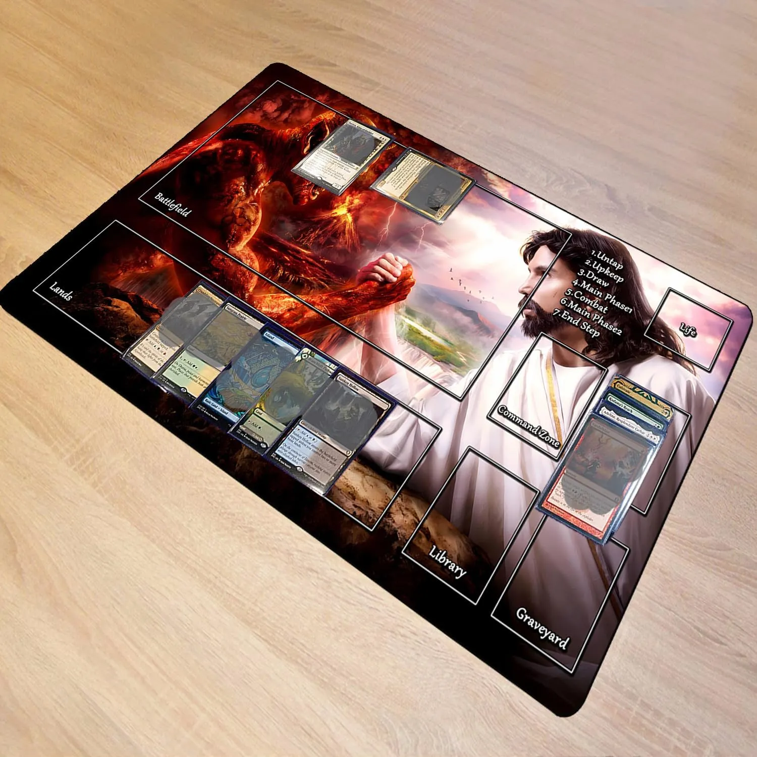 Battle puzzle statue clergyman educational least charcoal Game MTG Playmat$ Game Play Mat for MTG TCG 24 x 14 inches Trading Card Inked Game Playmats with Storage Bag Smooth Rubber Surface 
