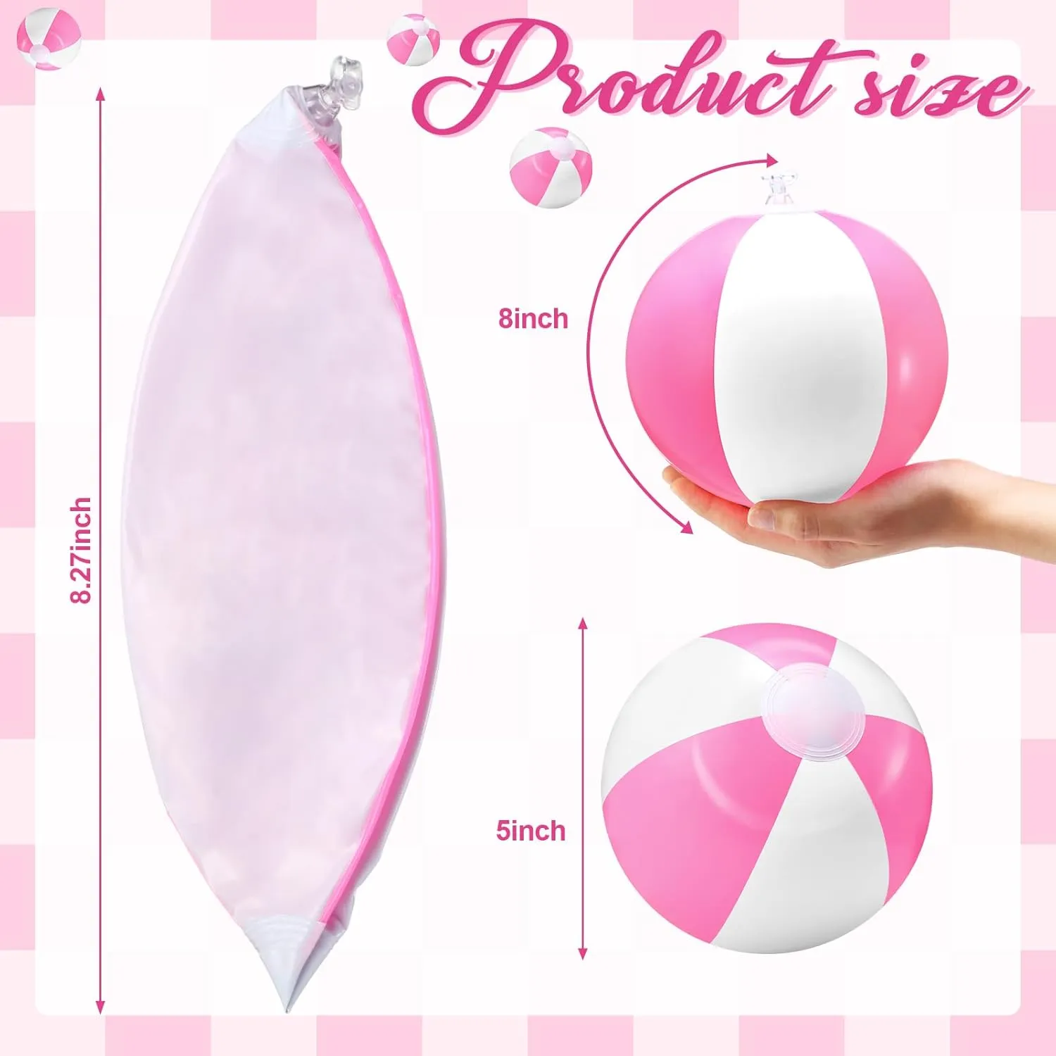 Beach Ball Round Pool PVC Balls Bulk Pool Party Favors Blow up Game Summer Toys for court Swimming Hawaiian Tropical Theme Party Supplies 24 Pieces Pink and White Inflatable 