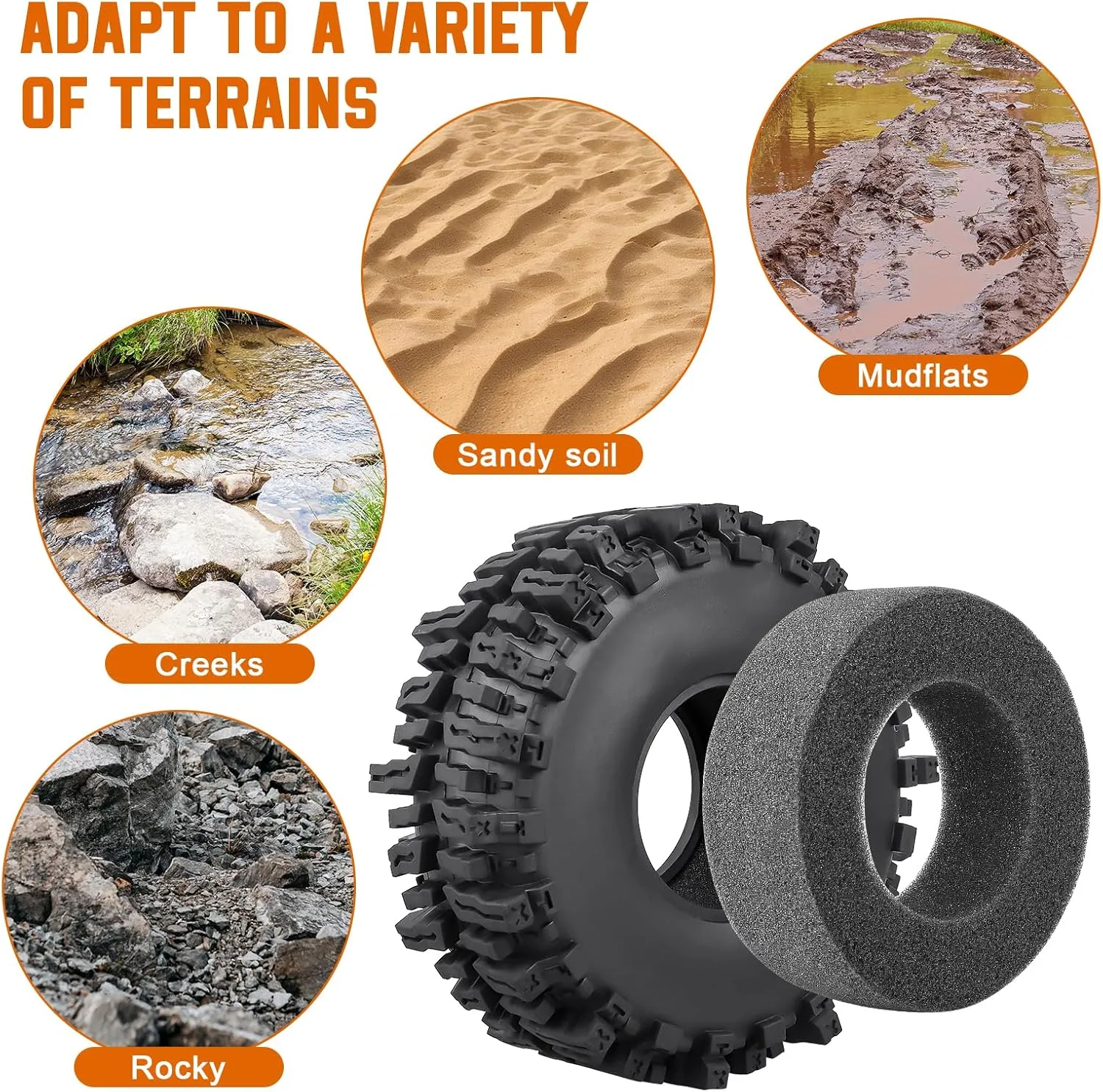 Beadlock Wheels Aluminum 1.9 Beadlocks for FCX10 TRX4 Axial SCX10 definition combat disguise II UTB18 Capra Redcat Gen8 Gen7 VS4-10 1/10 RC Crawler Car (Color C) 120mm 4.72'' Tall 1.9 Mud Slingers Tires Good Grip and 1.9 