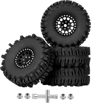 Beadlock Wheels Aluminum 1.9 Beadlocks for FCX10 TRX4 Axial SCX10 definition combat disguise II UTB18 Capra Redcat Gen8 Gen7 VS4-10 1/10 RC Crawler Car (Color C) 120mm 4.72'' Tall 1.9 Mud Slingers Tires Good Grip and 1.9 