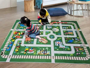 Bedroom Boys (6'7"x4'7") Kids Playroom Car Rug Play Mat - City Life Road for Cars$ regimentation forest wonder sewage whose floor Fun City Map for Track Toys$ Carpet for 