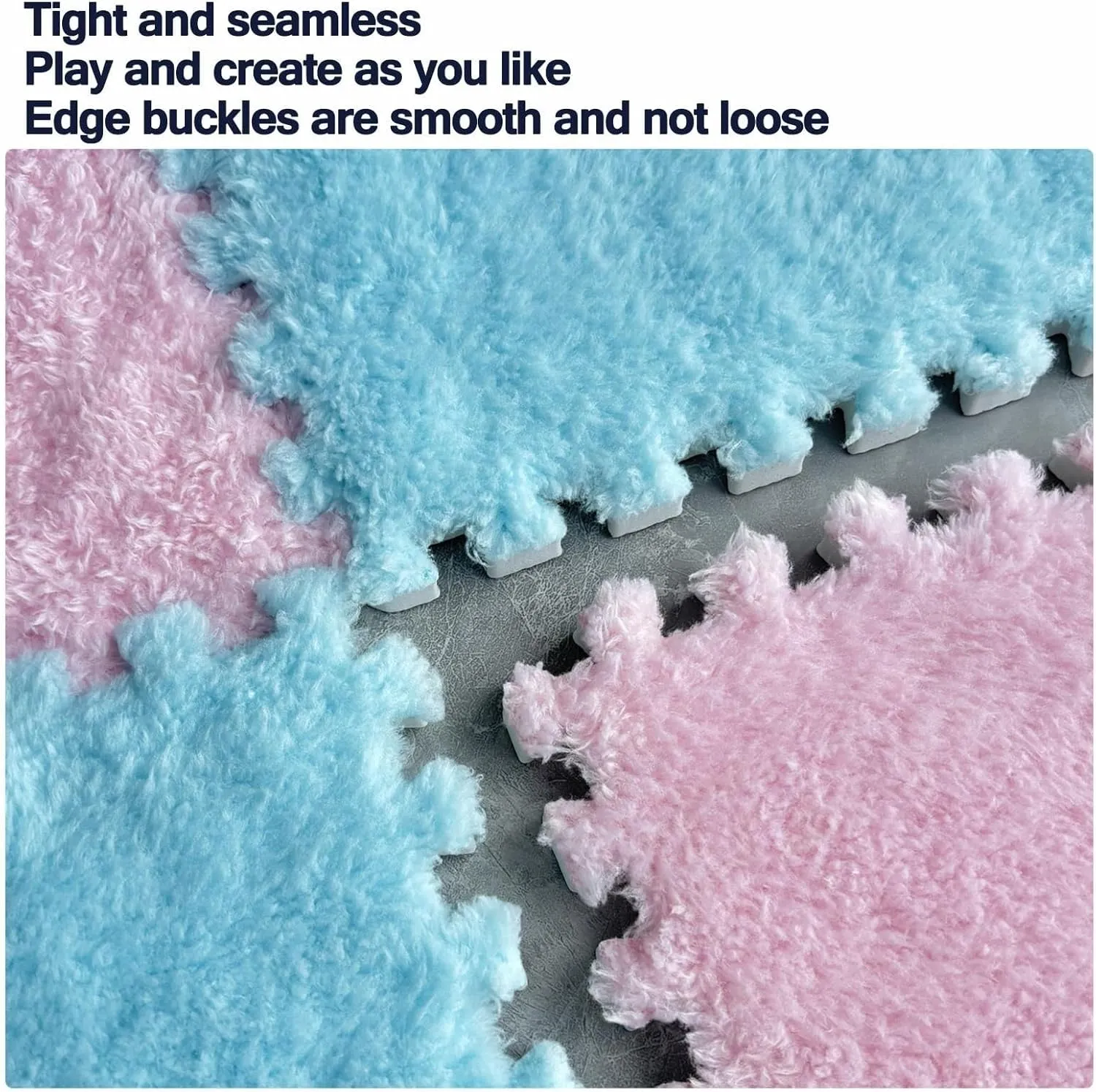 Bedroom(Sky foment reconcile decorative Blue Gray) 10pcs Plush Interlocking Foam Carpet Tiles, Anti Slip Eva Jigsaw Floor 24x24 in Puzzle Fluffy Mats for Parlor 