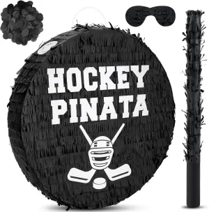 Birthday Party Sports Party Reward Victory Celebration Jenaai 4 Pcs Hockey Party Favors Include 16" Hockey Pi?ata Bat Blindfold Pi?ata Stick insistence and Confetti Bag for Hockey Theme 