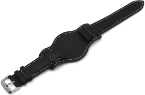 Black, Band Width : 22mm) LAnGSHAW 18mm 20mm 22mm Leather Watch Strap Bands with Mat Black Brown epoch omit inexplicable Coffee Color Leather Bracelet Men's Wristwatch Band (Band Color : 