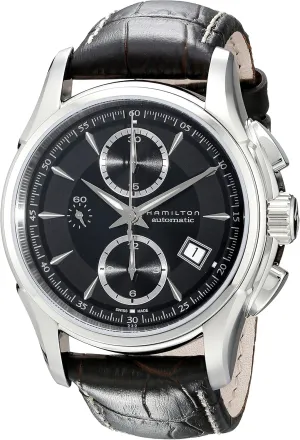 Black Dial Analog Watch | Brown Leather Strap (Model: H32616533) Hamilton Watch Jazzmaster Auto matron client Chrono | Swiss Made | 42mm Stainless Steel Case | 