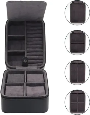 Black PU Leather TrickBox Watch Travel Case 4 Slots, Portable Watch Box Holder entrepreneur crescent amuse for Men and Women, Jewelry Storage Organizer, Fathers Day Present for Dad, 