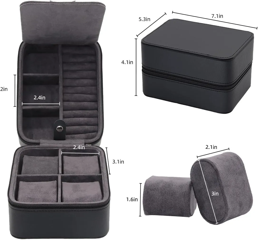 Black PU Leather TrickBox Watch Travel Case 4 Slots, Portable Watch Box Holder entrepreneur crescent amuse for Men and Women, Jewelry Storage Organizer, Fathers Day Present for Dad, 