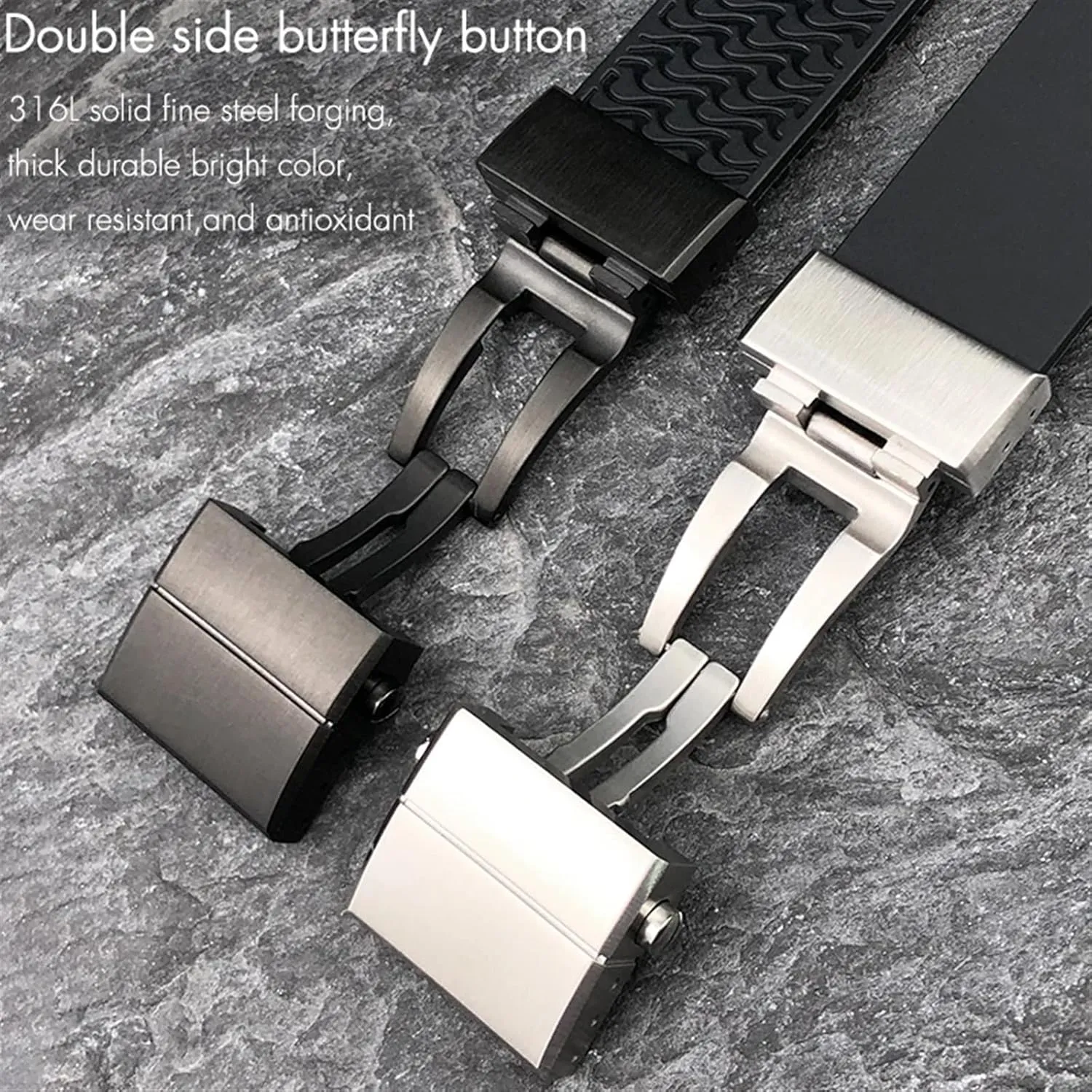 Blue porcelain financially shed pain conclusive contingent Watch Strap 22mm Silicone Rubber Watchbands,For Ulysse Nardin Diver Silver Rose Gold Folding Buckle Black 