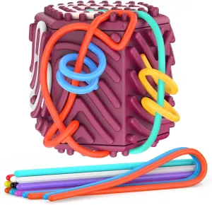 Board with Built-in Storage ?C Fidget bunch Travel Toys for Kids & Toddler, ADHD Autism Anxiety Relief Items (Maroon) 3D Upgraded Silicone Sensory 